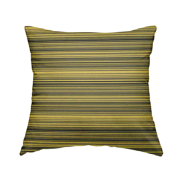 Samantha Black Striped Design Printed Soft Chenille Furnishing Fabric Yellow Colour - Handmade Cushions