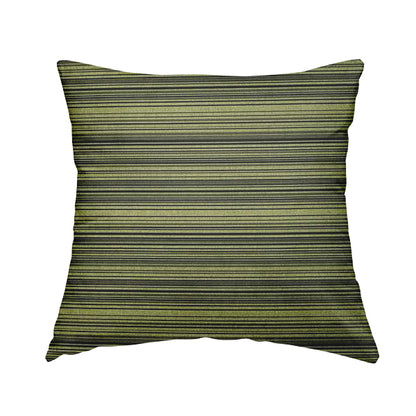 Samantha Black Striped Design Printed Soft Chenille Furnishing Fabric Green Colour - Handmade Cushions