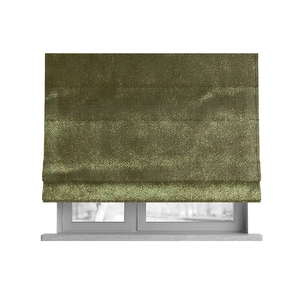 Savoy Lustrous Plain Velvet Upholstery Fabrics In Moss Green Colour - Roman Blinds