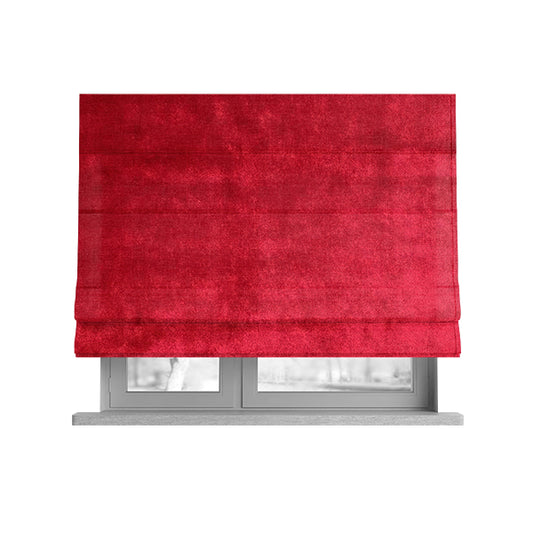 Savoy Lustrous Plain Velvet Upholstery Fabrics In Red Colour - Roman Blinds
