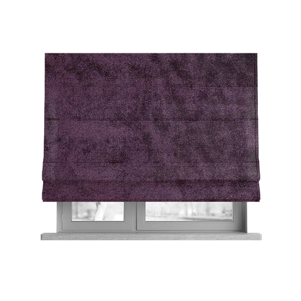 Savoy Lustrous Plain Velvet Upholstery Fabrics In Passion Purple Colour - Roman Blinds