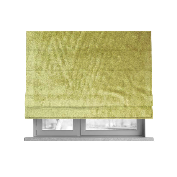 Savoy Lustrous Plain Velvet Upholstery Fabrics In Lime Green Colour - Roman Blinds