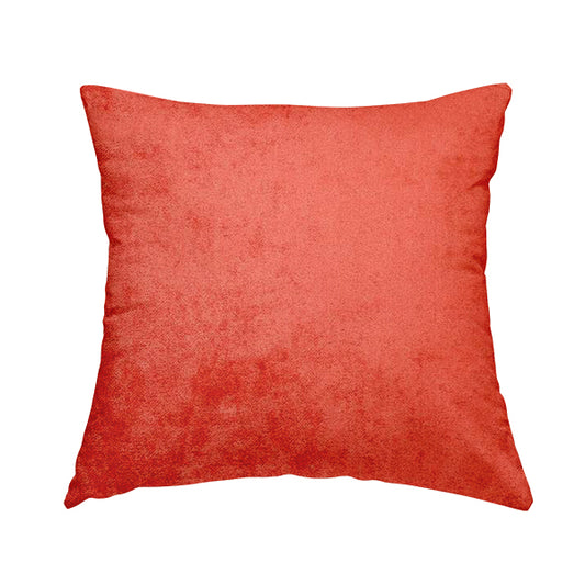 Savoy Lustrous Plain Velvet Upholstery Fabrics In Tangerine Orange Colour - Handmade Cushions