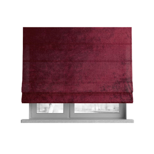 Savoy Lustrous Plain Velvet Upholstery Fabrics In Burgundy Red Colour - Roman Blinds