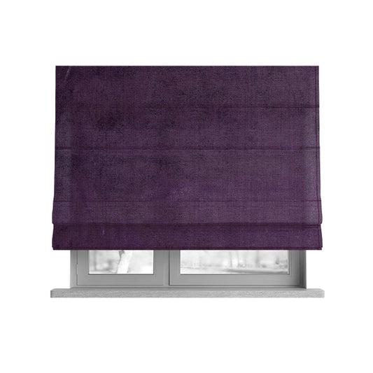 Savoy Lustrous Plain Velvet Upholstery Fabrics In Violet Purple Colour - Roman Blinds