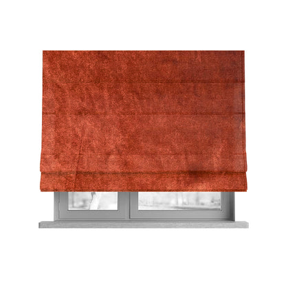 Savoy Lustrous Plain Velvet Upholstery Fabrics In Fire Orange Colour - Roman Blinds