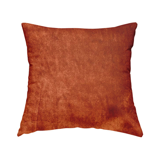 Savoy Lustrous Plain Velvet Upholstery Fabrics In Fire Orange Colour - Handmade Cushions