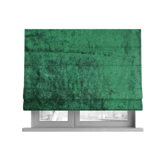 Savoy Lustrous Plain Velvet Upholstery Fabrics In Emerald Green Colour - Roman Blinds