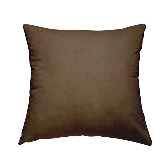 Chester Faux Nubuck Leather Soft Semi Sueded Finish In Walnut Brown Colour - Handmade Cushions