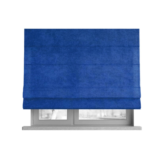 Sicily Soft Lightweight Low Pile Velvet Upholstery Fabric In Cobalt Blue Colours - Roman Blinds