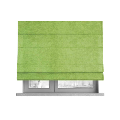 Sicily Soft Lightweight Low Pile Velvet Upholstery Fabric In Lime Green Colour - Roman Blinds