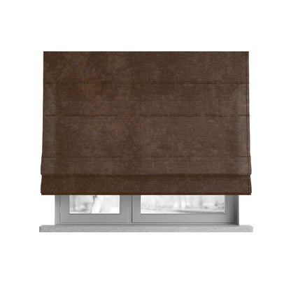 Sicily Soft Lightweight Low Pile Velvet Upholstery Fabric In Brown Colour - Roman Blinds