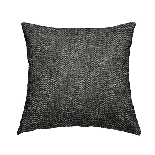 Simbai Plain Woven Jacquard Textured Chenille Furnishing Fabric In Black Colour - Handmade Cushions
