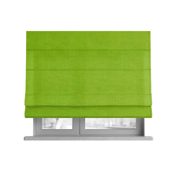 Aldwych Herringbone Soft Wool Textured Chenille Material Lime Green Furnishing Fabric - Roman Blinds