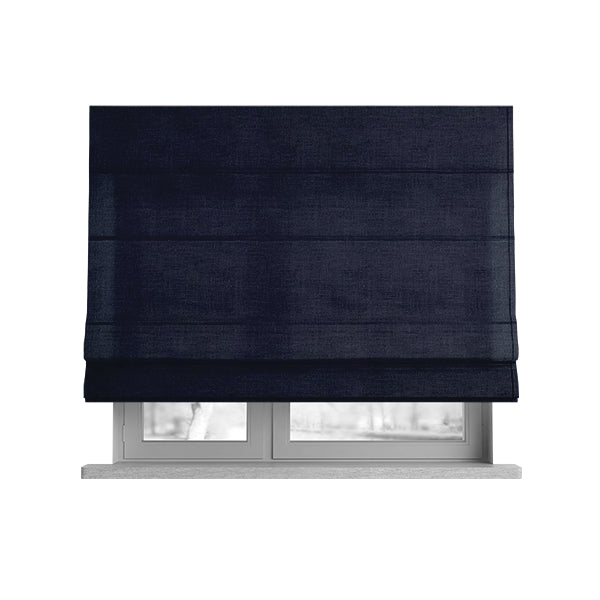 Sussex Midnight Blue Colour Soft Pile Velvet Upholstery Fabric - Roman Blinds