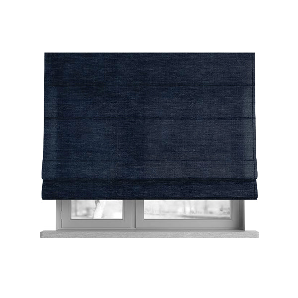 Tanga Superbly Soft Textured Plain Chenille Material Navy Blue Colour Furnishing Upholstery Fabrics - Roman Blinds