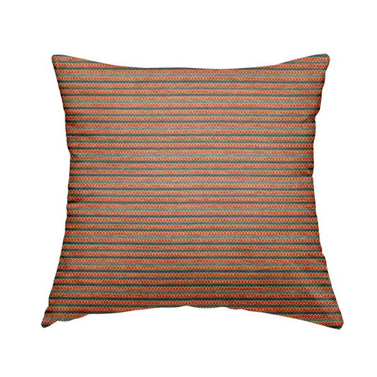 Turin Woven Chenille Textured Like Corduroy Upholstery Fabric In Orange Colour - Handmade Cushions