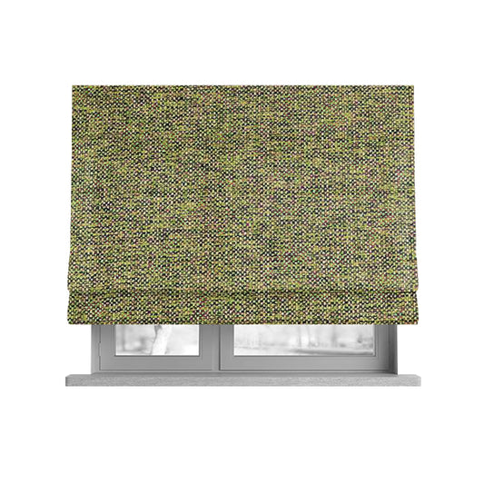 Verona Unique Textured Basket Weave Heavyweight Upholstery Fabric In Green Purple Colour - Roman Blinds