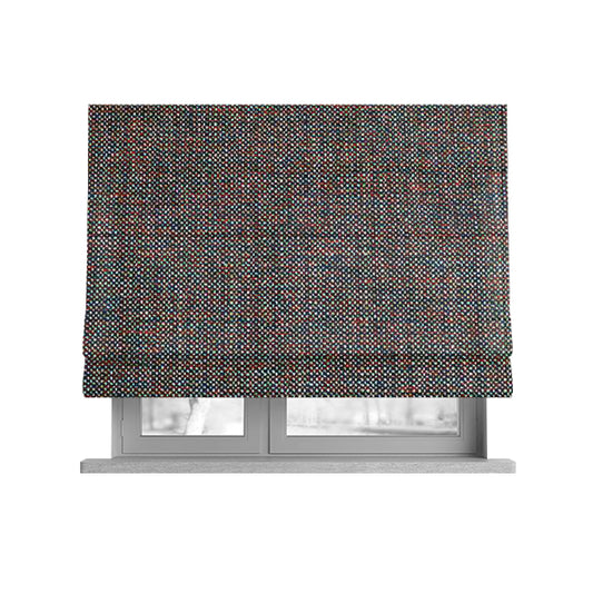 Verona Unique Textured Basket Weave Heavyweight Upholstery Fabric In Red Blue Green Colours - Roman Blinds