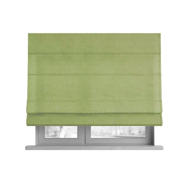 Wiltshire Plain Poly Cotton Flat Weave Upholstery Curtains Fabric In Lime Green Colour - Roman Blinds