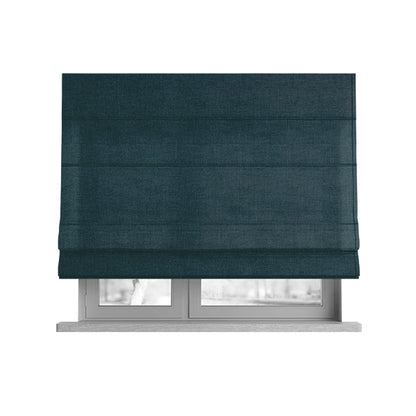 Wiltshire Plain Poly Cotton Flat Weave Upholstery Curtains Fabric In Prussian Blue Colour - Roman Blinds
