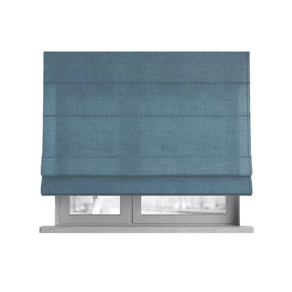 Wiltshire Plain Poly Cotton Flat Weave Upholstery Curtains Fabric In Sky Blue Colour - Roman Blinds