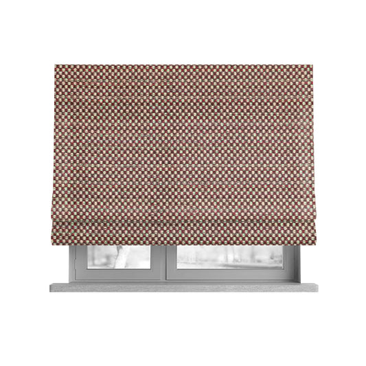 Comfy Chenille Textured Brick Semi Plain Pattern Upholstery Fabric In Pink - Roman Blinds