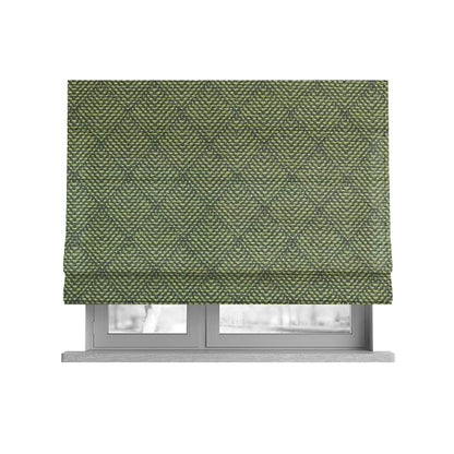 Woodland Semi Plain Chenille Textured Durable Upholstery Fabric In Green - Roman Blinds