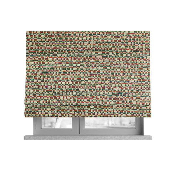 Comfy Chenille Textured Tetris Semi Plain Pattern Upholstery Fabric In Multicolour - Roman Blinds