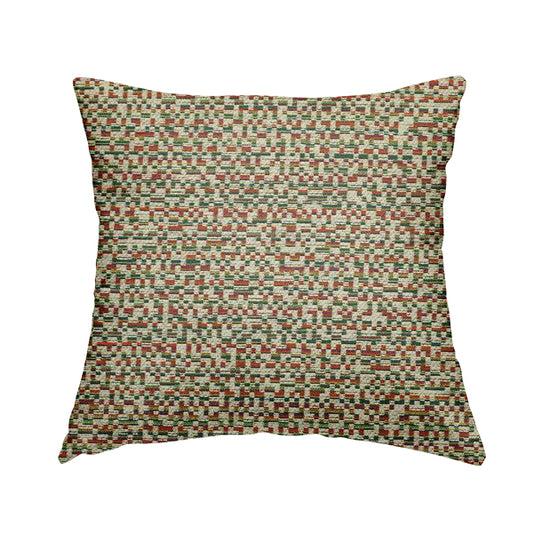 Comfy Chenille Textured Tetris Semi Plain Pattern Upholstery Fabric In Multicolour - Handmade Cushions