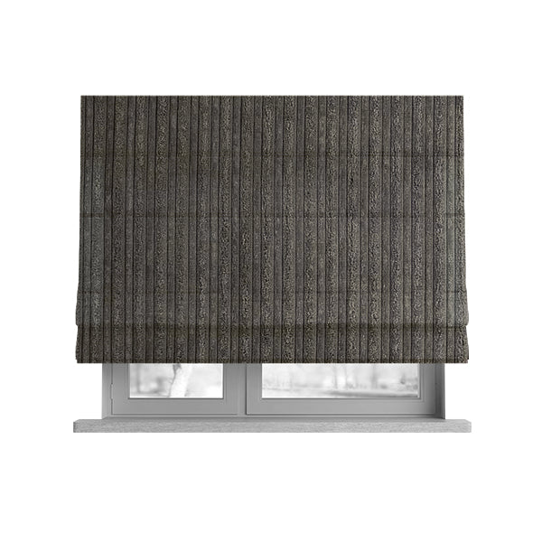 York High Low Corduroy Fabric In Slate Grey Colour - Roman Blinds