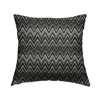 Zanzibar Chevron Pattern Soft Textured Chenille Material Grey Colour Upholstery Fabrics - Handmade Cushions