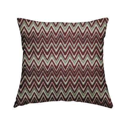 Zanzibar Chevron Pattern Soft Textured Chenille Material Red Burgundy Colour Upholstery Fabrics - Handmade Cushions