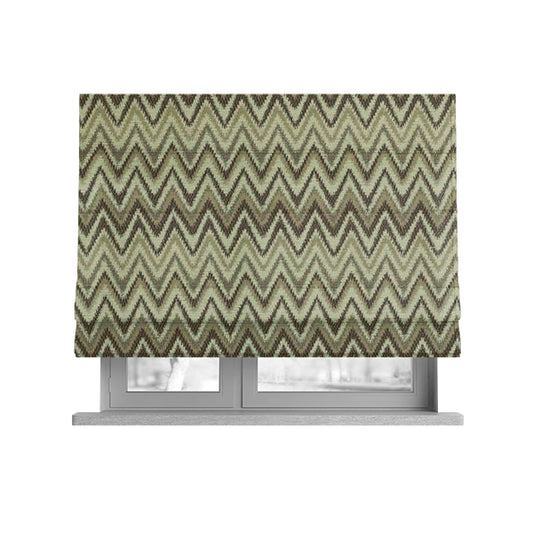 Zanzibar Chevron Pattern Soft Textured Chenille Material Cream Beige Colour Upholstery Fabrics - Roman Blinds