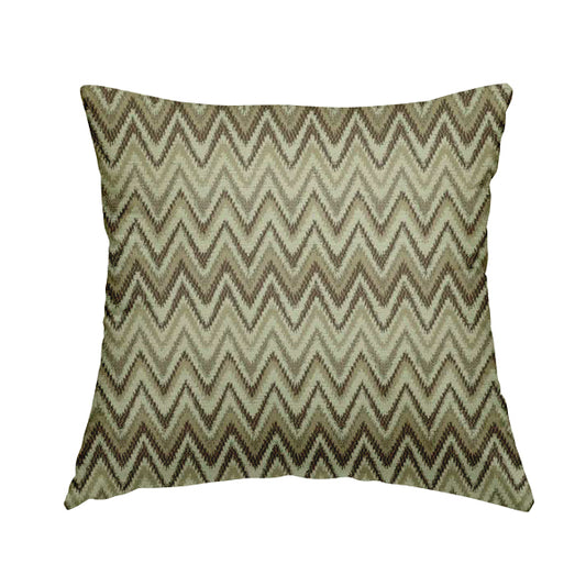 Zanzibar Chevron Pattern Soft Textured Chenille Material Cream Beige Colour Upholstery Fabrics - Handmade Cushions