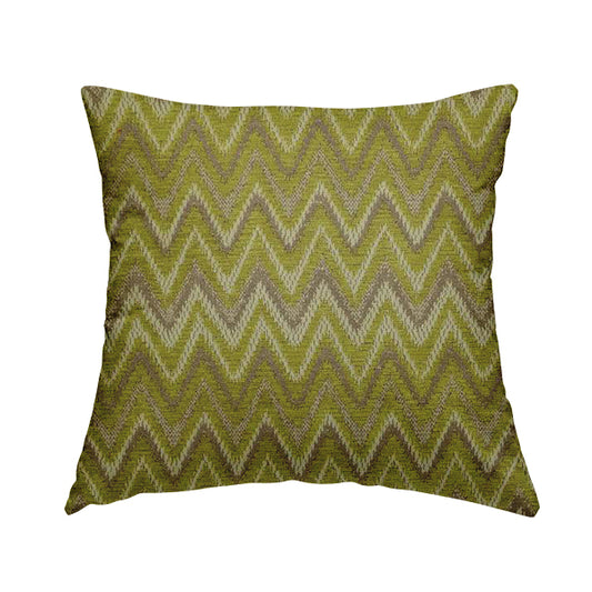 Zanzibar Chevron Pattern Soft Textured Chenille Material Green Colour Upholstery Fabrics - Handmade Cushions