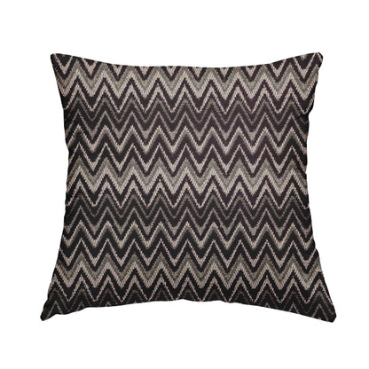 Zanzibar Chevron Pattern Soft Textured Chenille Material Purple Colour Upholstery Fabrics - Handmade Cushions