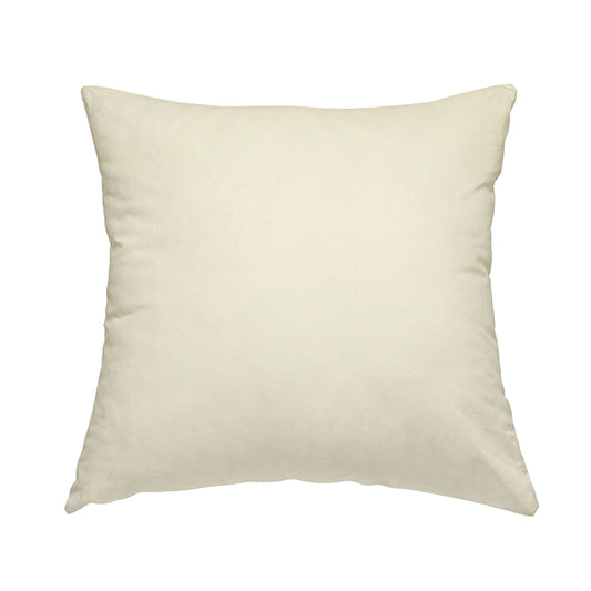 Zouk Plain Durable Velvet Brushed Cotton Effect Upholstery Fabric White Colour - Handmade Cushions