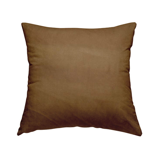 Zouk Plain Durable Velvet Brushed Cotton Effect Upholstery Fabric Tan Brown Colour - Handmade Cushions