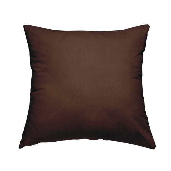 Zouk Plain Durable Velvet Brushed Cotton Effect Upholstery Fabric Cinnamon Brown Colour - Handmade Cushions