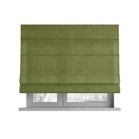 Zouk Plain Durable Velvet Brushed Cotton Effect Upholstery Fabric Pear Green Colour - Roman Blinds