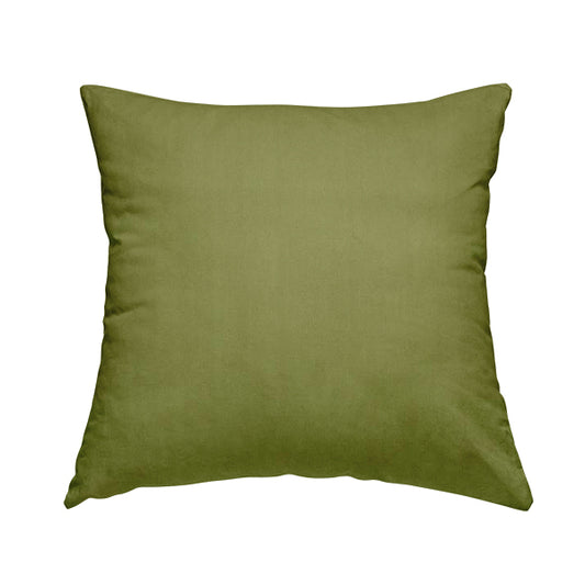 Zouk Plain Durable Velvet Brushed Cotton Effect Upholstery Fabric Pear Green Colour - Handmade Cushions