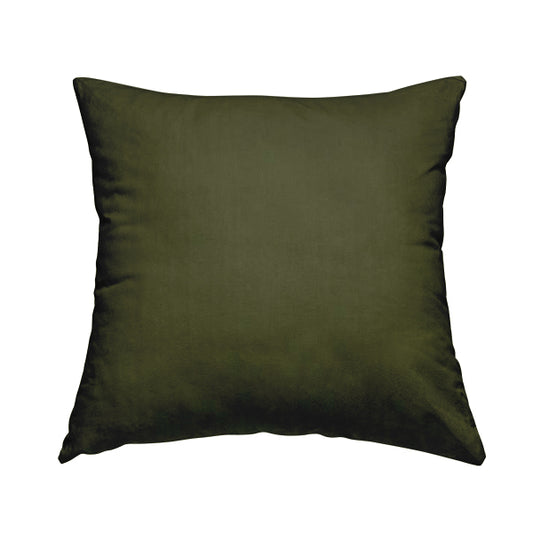 Zouk Plain Durable Velvet Brushed Cotton Effect Upholstery Fabric Juniper Green Colour - Handmade Cushions
