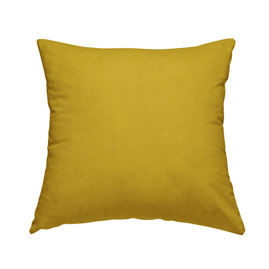 Zouk Plain Durable Velvet Brushed Cotton Effect Upholstery Fabric Bumblebee Yellow Colour - Handmade Cushions