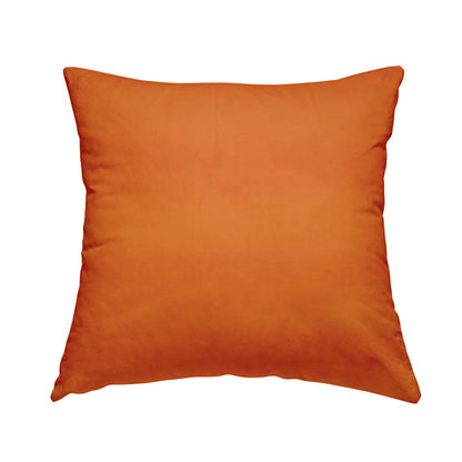 Zouk Plain Durable Velvet Brushed Cotton Effect Upholstery Fabric Flame Orange Colour - Handmade Cushions