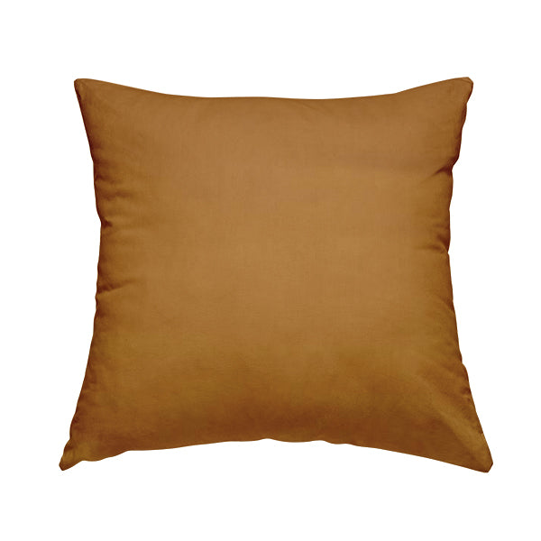 Zouk Plain Durable Velvet Brushed Cotton Effect Upholstery Fabric Bronze Orange Colour - Handmade Cushions