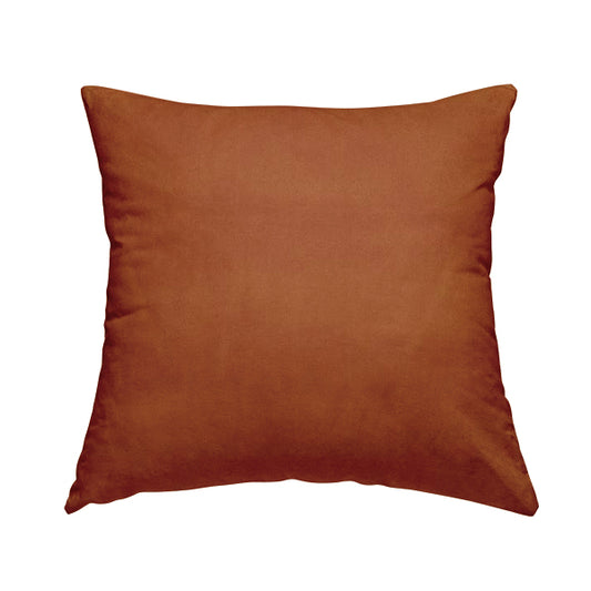 Zouk Plain Durable Velvet Brushed Cotton Effect Upholstery Fabric Burnt Orange Colour - Handmade Cushions