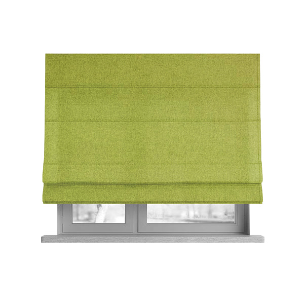 Como Soft Wool Effect Plain Chenille Quality Upholstery Fabric In Lime Green Colour - Roman Blinds