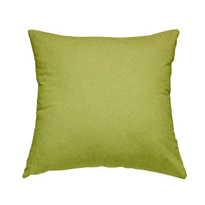 Como Soft Wool Effect Plain Chenille Quality Upholstery Fabric In Lime Green Colour - Handmade Cushions