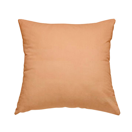 Zouk Plain Durable Velvet Brushed Cotton Effect Upholstery Fabric Peach Orange Colour - Handmade Cushions